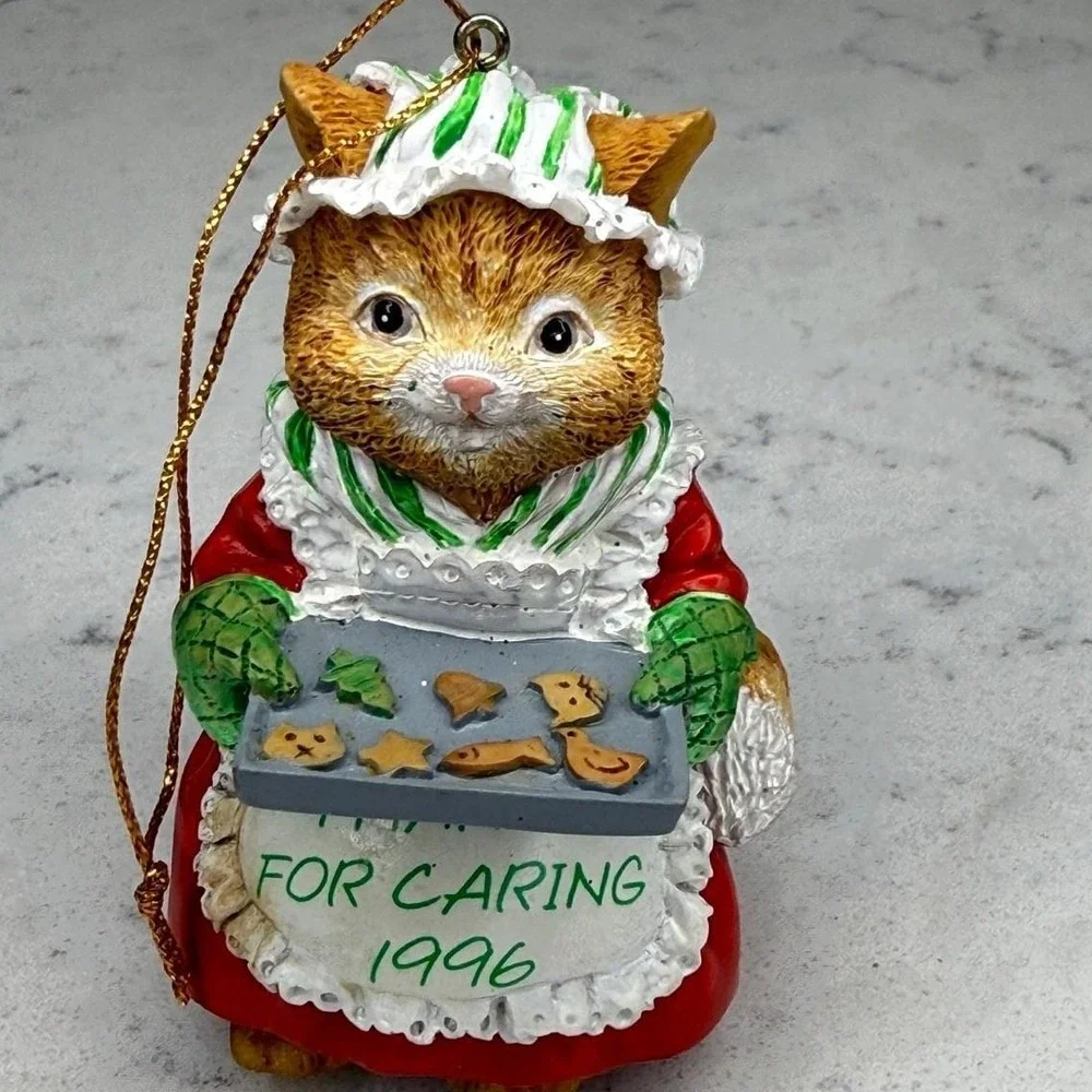 1996 Vintage‎ Cat Baker Ornament Thanks For Caring Christmas Holiday Decoration